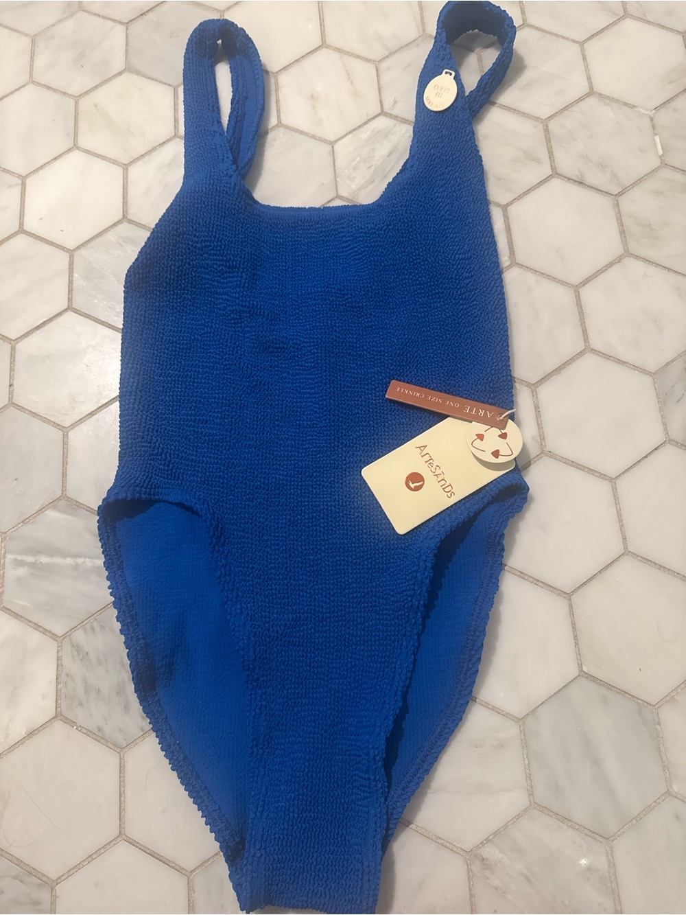 Artesands Blue Eco (royal blue) Crinkle Tubular Knit One-Piece Swimsuit
